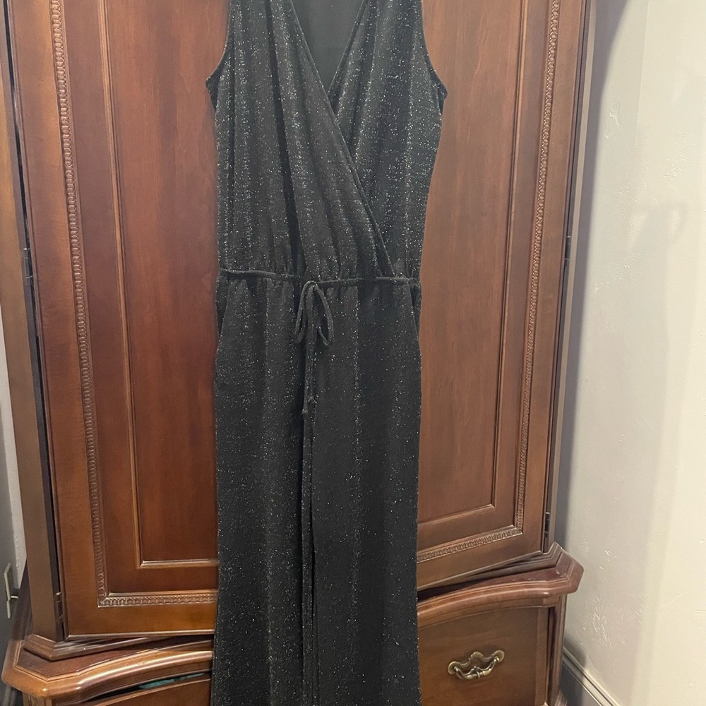 Veronica M Black Shimmer Jumpsuit